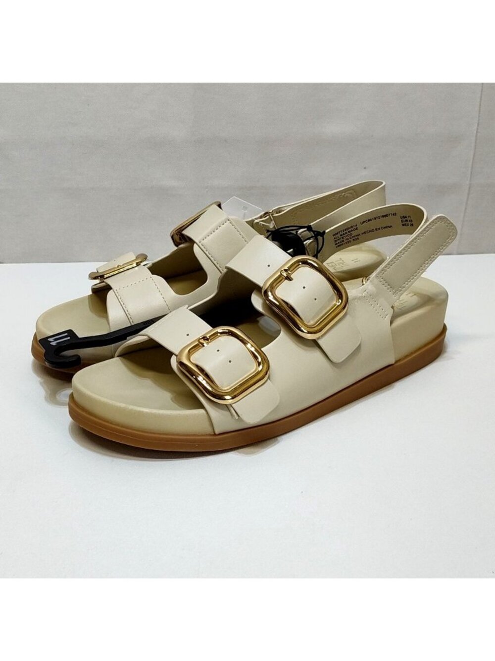 Time And Tru Dad Buckle Slingback Sandal Size 11 Bone Color Adjustable Strap NWT